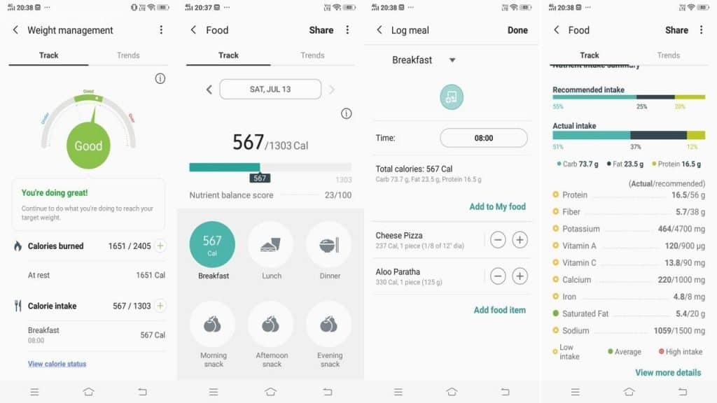 Samsung Galaxy Fit e Review, Batter than Mi band 3? 14 samsung health app food