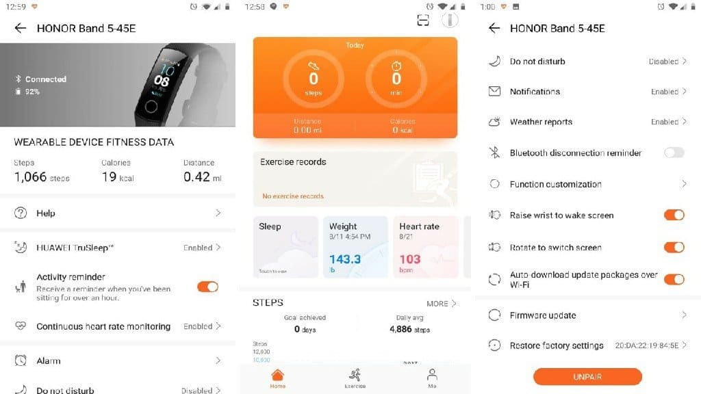 honor fitness band app