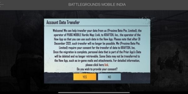 Battlegrounds Mobile India account transfer