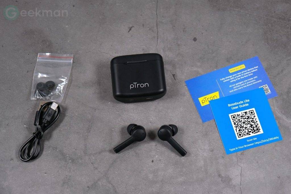 pTron Bassbuds Lite V2 box content