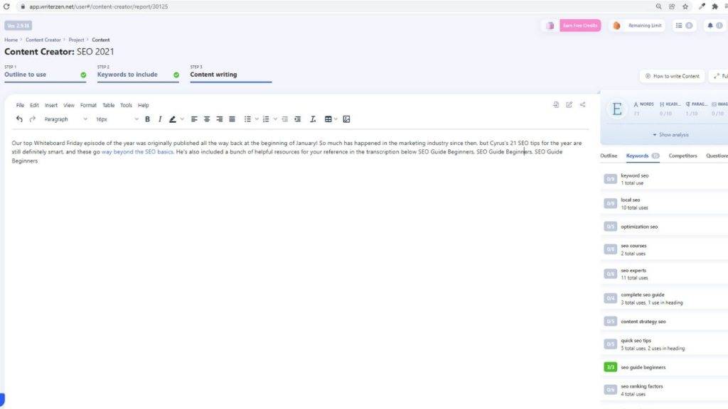 WriterZen Review 2022: Affordable And Must-Have SEO Tool 7 WriterZen Content Creator