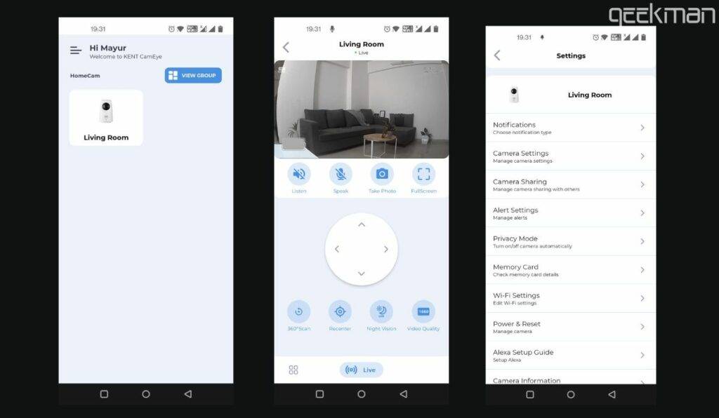 Kent CamEye HomeCam 360 Review, Best Budget Wi-Fi Home Security Camera 12 Kent Cameye App