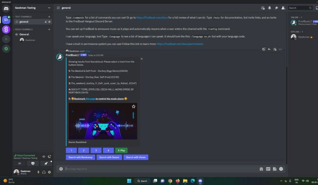 Fredboat music discord bot