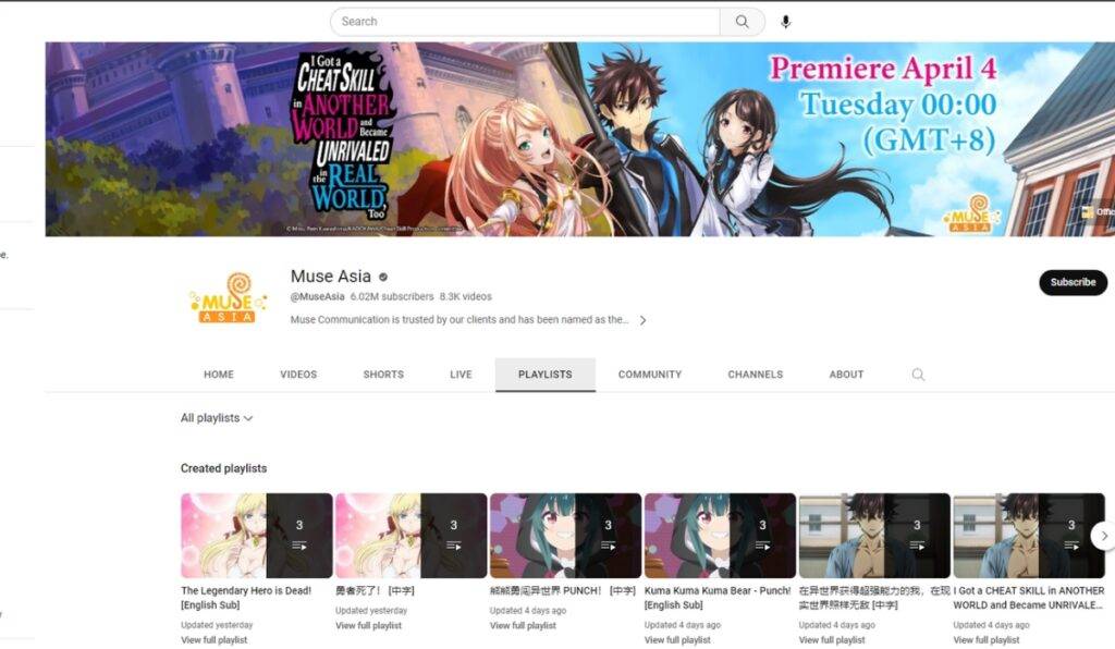 Youtube anime channel
