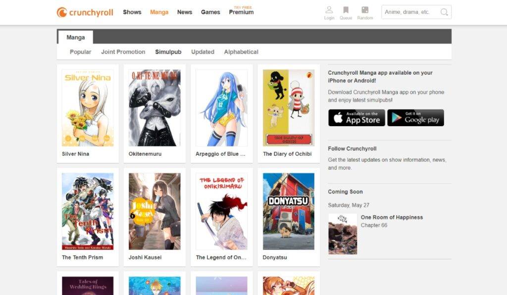 Crunchyroll Manga Website