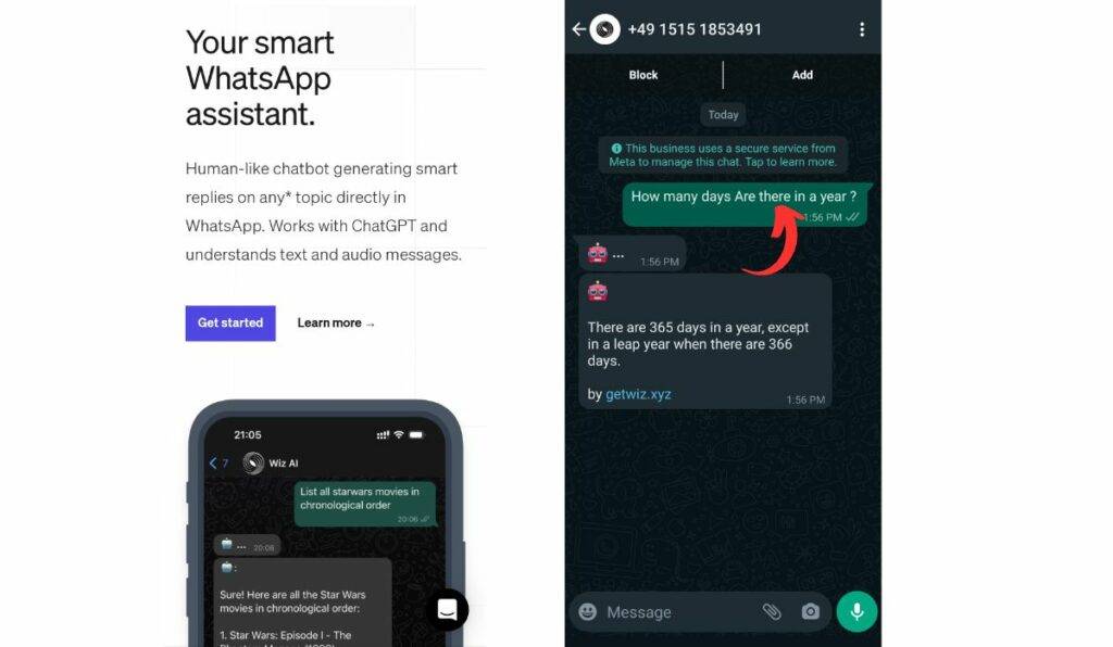 Wiz.ai whatsapp chatgpt