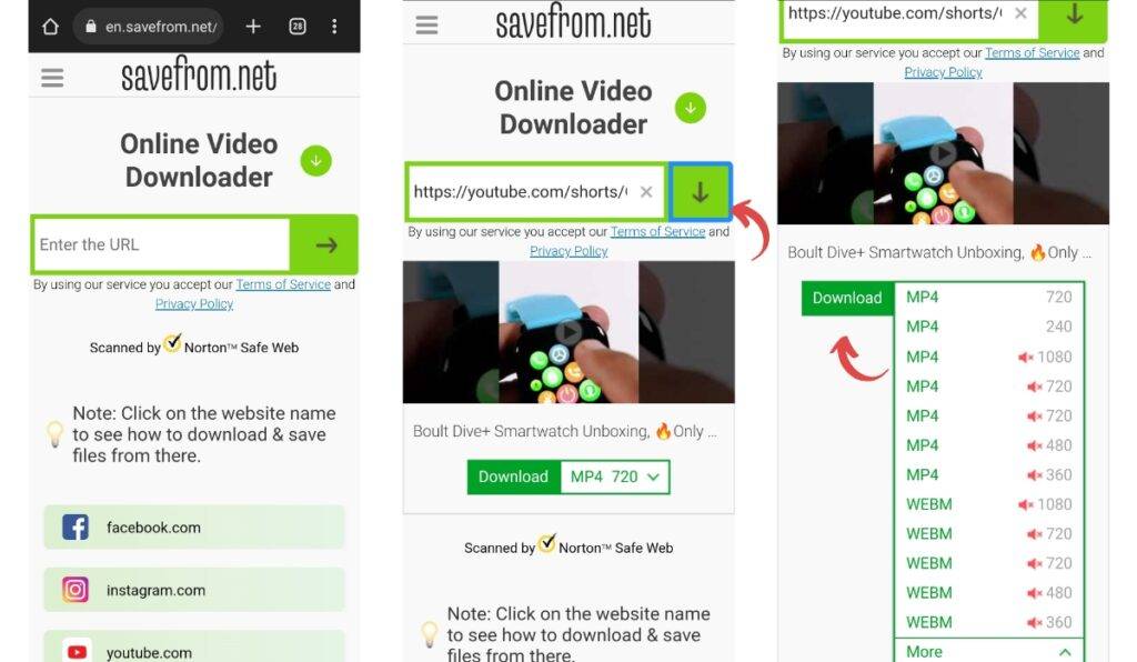 How to download Youtube Shorts on iPhone, Android, and Web (2023) 3 Download Youtube Shorts from Savefrom.net