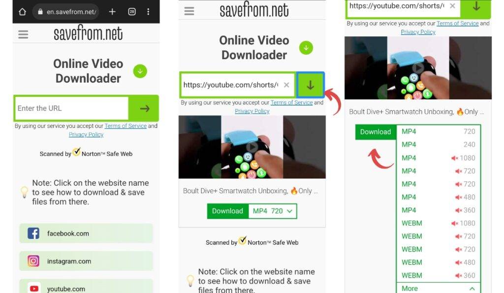 Download Youtube Shorts from Savefrom.net 