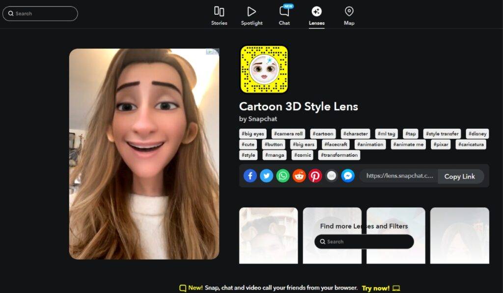 How to Send a Snap with Cartoon Face Lens on Android and IOS (2023) 4 Cartoon 3D Style Snapchat Lens