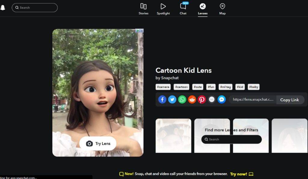 How to Send a Snap with Cartoon Face Lens on Android and IOS (2023) 7 Cartoon Kid Snapchat Lens