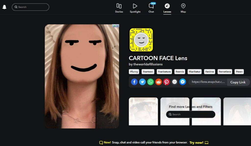 How to Send a Snap with Cartoon Face Lens on Android and IOS (2023) 6 Doodle Cartoon Snapchat Lens