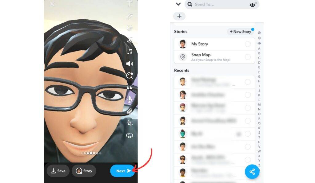 How to Send a Snap with Cartoon Face Lens on Android and IOS (2023) 3 How to use Cartoon Filter on Snapchat-3