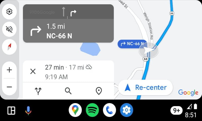 Google Maps android auto new design