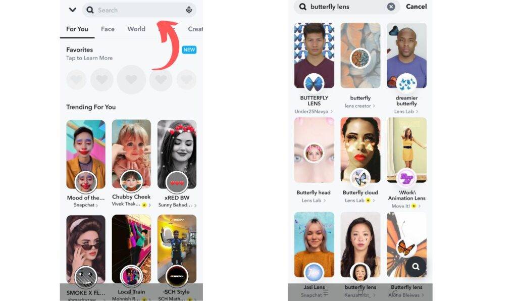 How to Unlock the Butterflies Lens on Snapchat (2023) 4 Search for Lenses on Explore Page 2