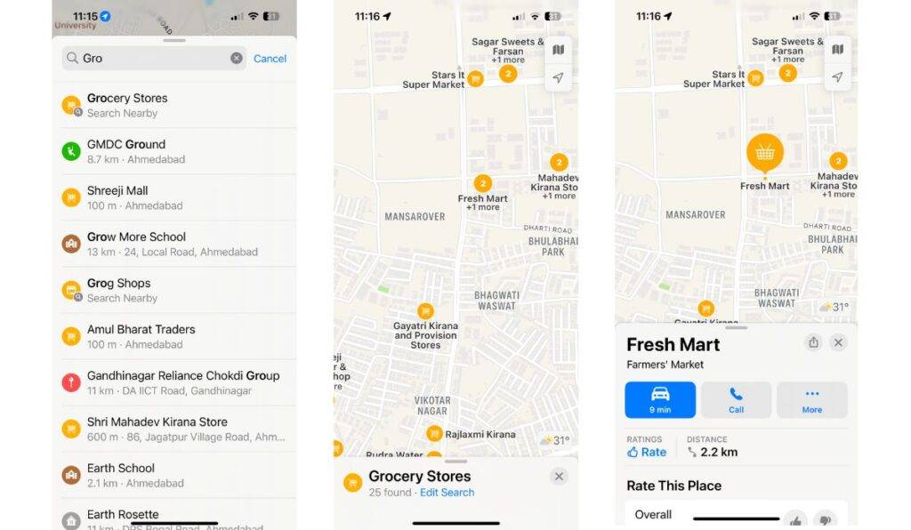 How to Find Nearest Grocery Store with timing and location 4 Nearest grocesy store using apple map