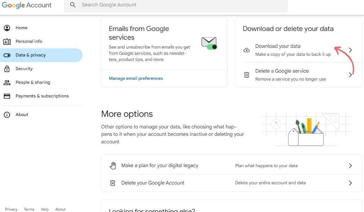 Back up Google account activity history 2