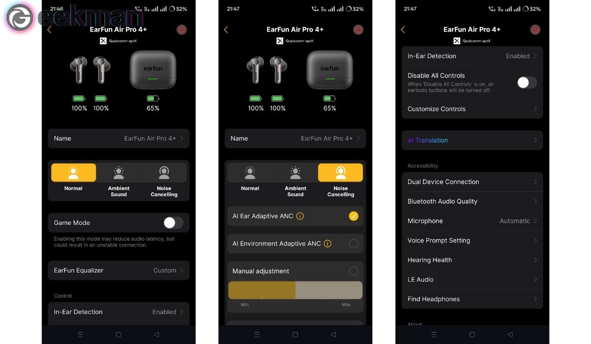 EarFun Air Pro 4+ app features