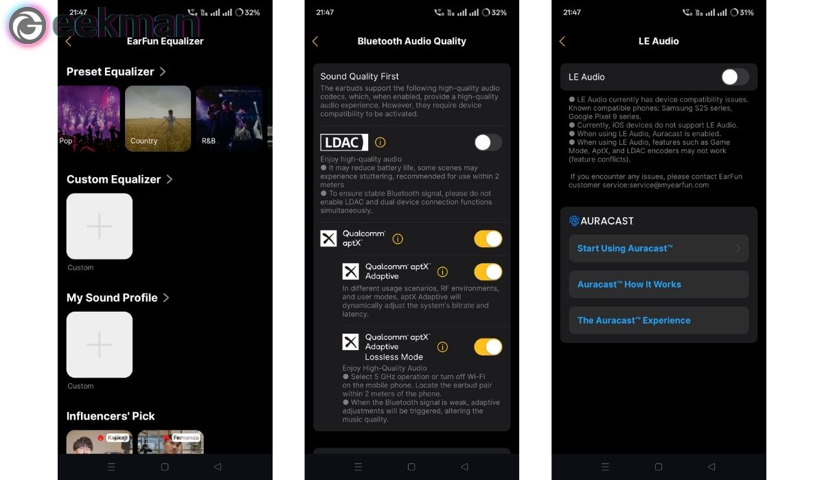 EarFun Air Pro 4+ app features