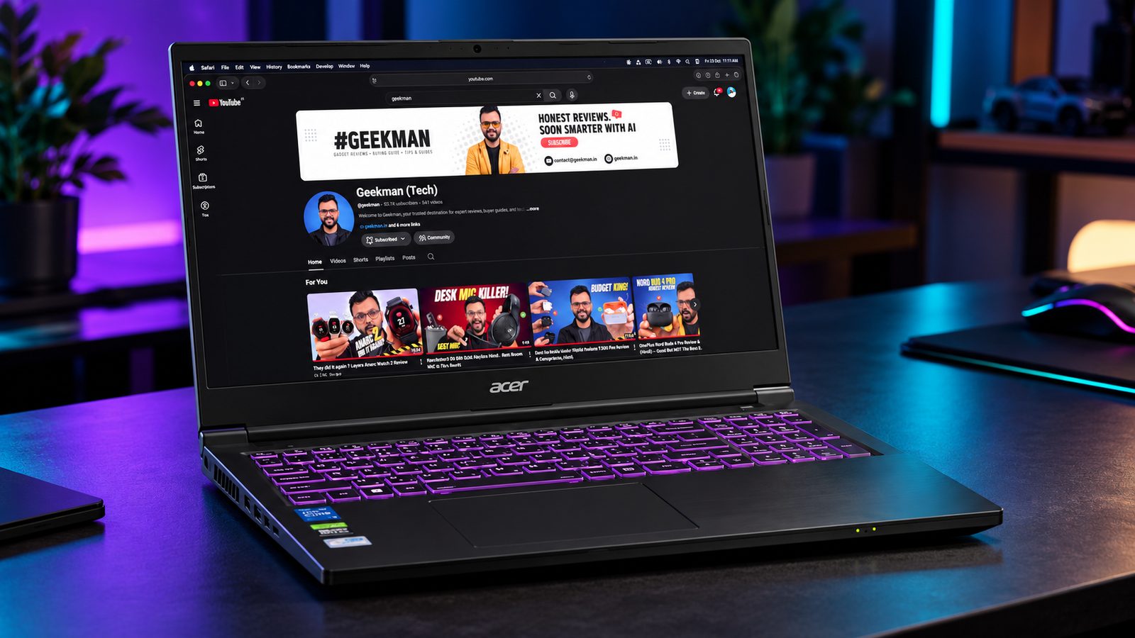Acer Aspire 7 RTX 4050 gaming laptop with RGB keyboard on a desk