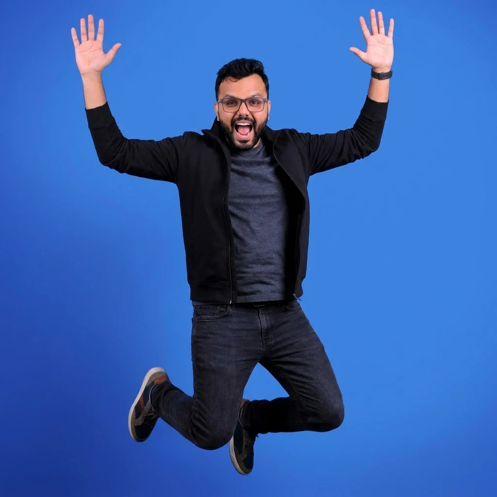 Mayur Dudharejiya, founder of Geekman, jump