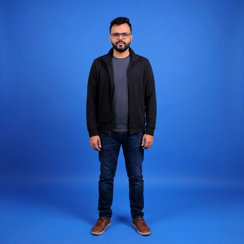 Mayur Dudharejiya, founder of Geekman, full body · standing