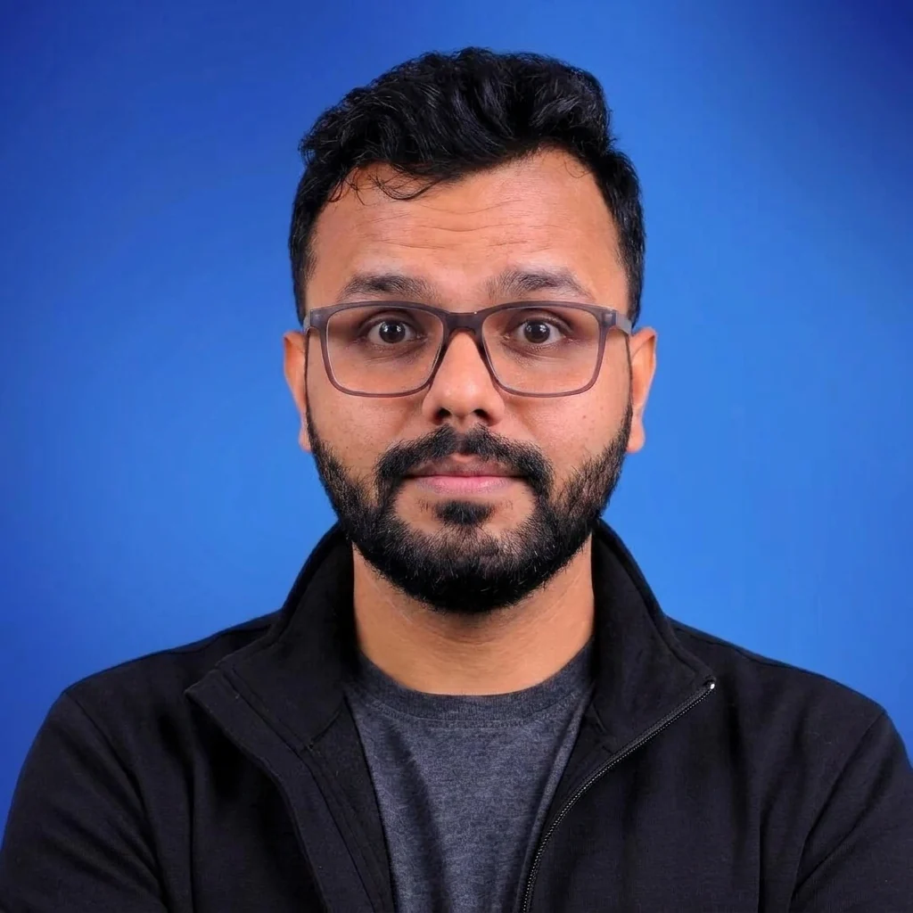 Mayur Dudharejiya, founder of Geekman, portrait · surprised