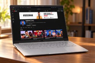 ASUS Chromebook CM1405 on a wooden desk