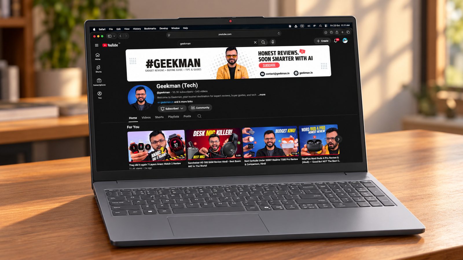 Lenovo IdeaPad Slim 3 15.3 inch laptop on a wooden desk